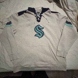 Seattle Kraken cream Lace-up Hoodie